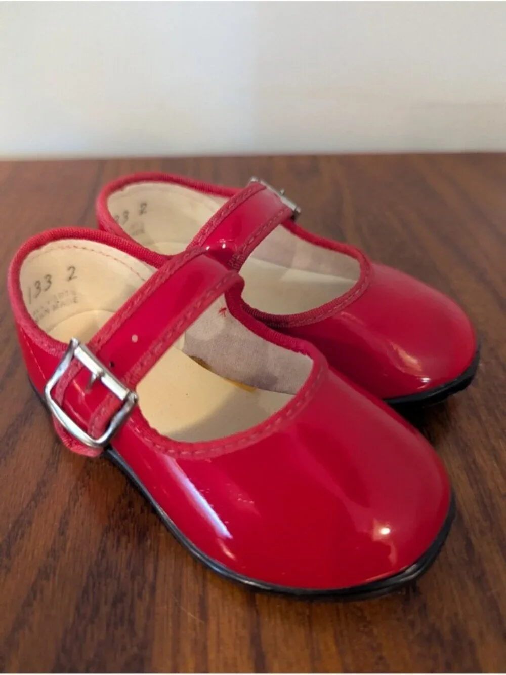 Toddletime vintage baby shoes Patent Leather 2 Pairs Red Sz 2 & Black Bow Sz 4